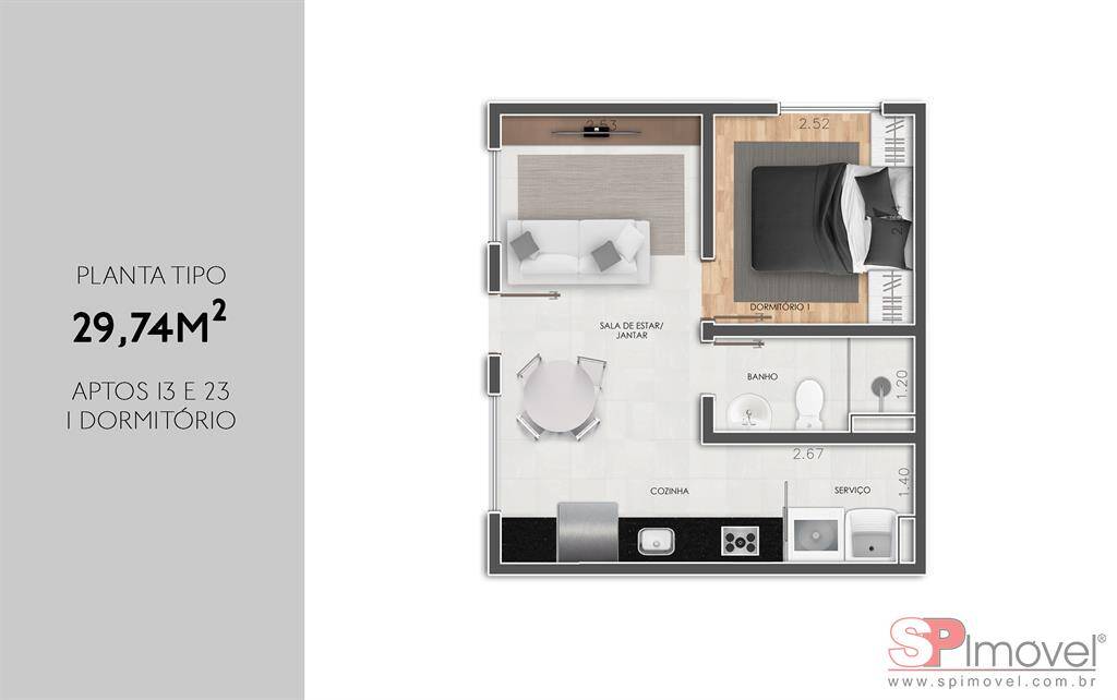Apartamento, 2 quartos, 30 m² - Foto 5